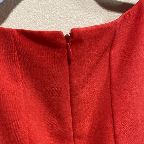 Calvin Klein Red Colorblock Fit & Flare Dress Size 8 Belted Sleeveless Midi - Picture 7 of 15